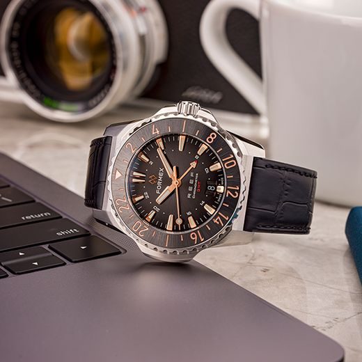FORMEX REEF GMT AUTOMATIC CHRONOMETER BLACK DIAL WITH ROSE GOLD - REEF - ZNAČKY