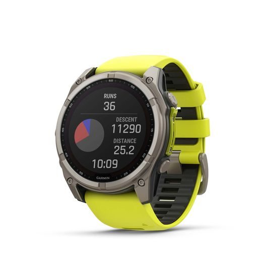 GARMIN FENIX® 8 – 51 MM, SOLAR, SAPPHIRE SAPPHIRE, TITANIUM S YELLOW/GRAPHITE SILIKONOVÝM ŘEMÍNKEM 010-02907-21 - FENIX 8 51MM - ZNAČKY