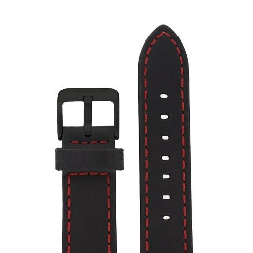 LEATHER STRAP JUNKERS 20MM - BLACK/RED STITCHING - STRAPS - ACCESSORIES