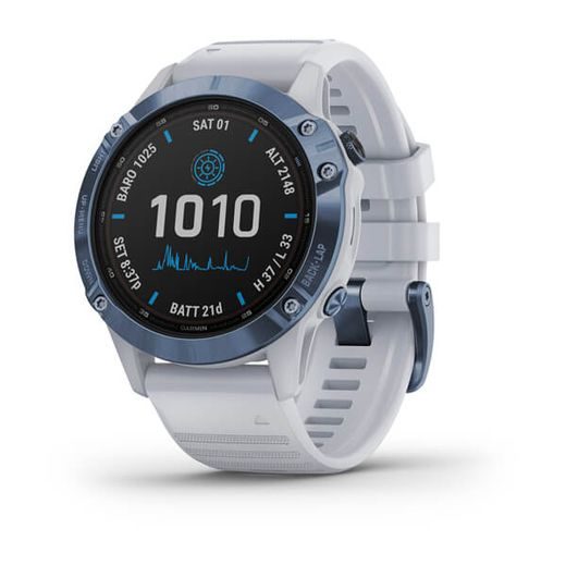 GARMIN FENIX6 PRO SOLAR, TITANIUM BLUE/WHITE BAND (MAP/MUSIC) 010-02410-19 - GARMIN - ZNAČKY