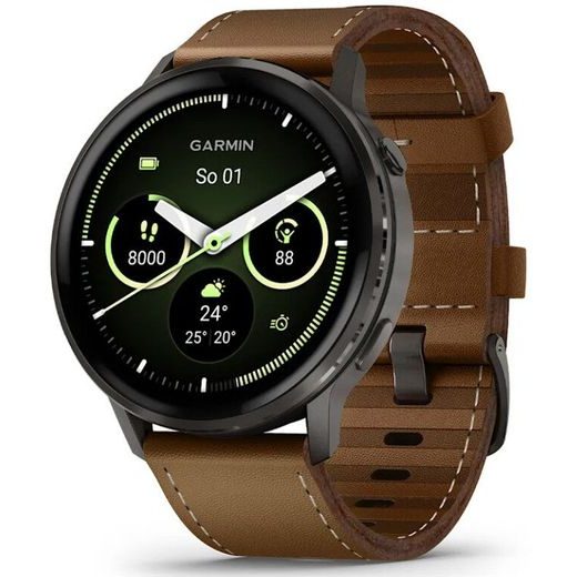 GARMIN VENU® 4 - 45 MM SLATE / BLACK SILIKONOVÝ ŘEMÍNEK A BROWN KOŽENÝ ŘEMÍNEK 010-03014-03 - VENU 4 - BRANDS