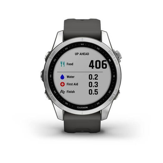 GARMIN FENIX 7S PRO GLASS SILVER / GRAPHITE SILICONE BAND - 010-02539-01 - FENIX 7S - BRANDS