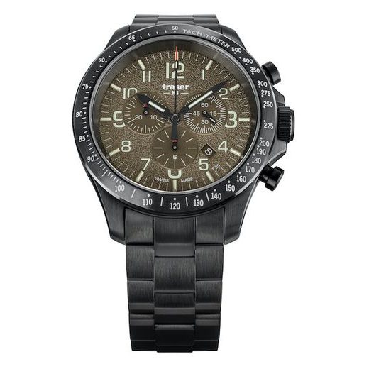 TRASER P67 OFFICER PRO CHRONOGRAPH KHAKI STEEL - HERITAGE - BRANDS