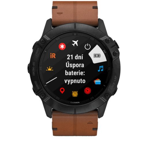 GARMIN FENIX6X PRO SAPPHIRE, BLACKDLC/BROWNLEATHER BAND (MAP/MUSIC) 010-02157-14 - GARMIN - ZNAČKY