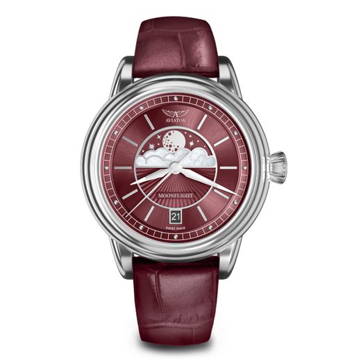 BORDEAUX LEATHER STRAP AVIATOR FOR DOUGLAS MOONFLIGHT V.1.33.0.264.4 - SHINY BUCKLE - STRAPS - ACCESSORIES