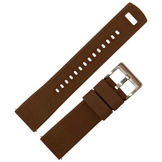 SILICONE STRAP, BROWN/BEIGE WITH SILVER BUCKLE - STRAPS - ACCESSORIES