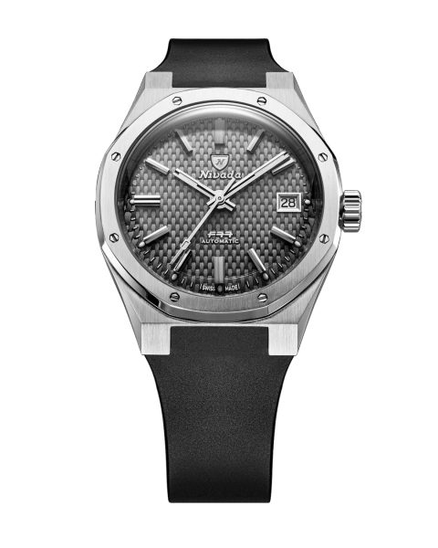 Levně Nivada Grenchen F77 SST Grey MK2 Date - 38 mm - Black Rubber