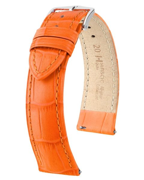 Levně Řemínek Hirsch Duke - oranžový - 12 mm - M – Střední délka - 10 mm - Stříbrná