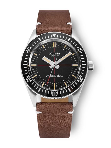 Nivada Grenchen Antarctic Diver 32044A17 - Brown Leather White Stitching