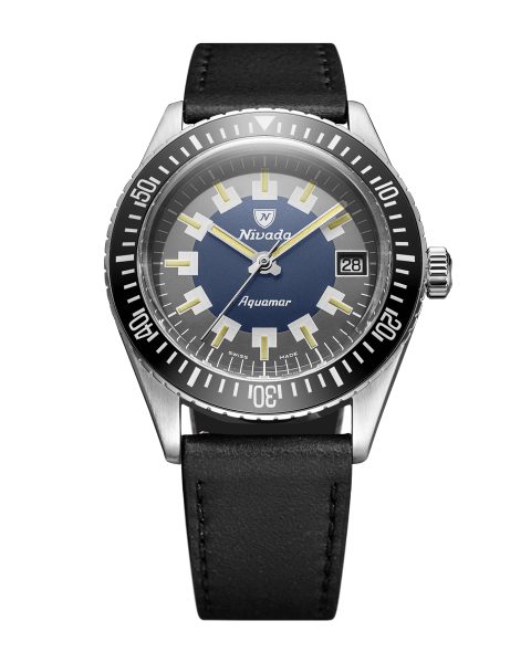 Levně Nivada Grenchen Aquamar Vintage - Black Leather
