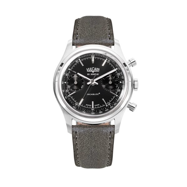 Vulcain Chronograph 70\'s - Black - Grey Leather