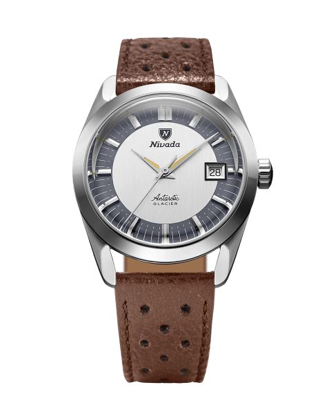 Levně Nivada Grenchen Antarctic Glacier 35 mm - Brown Racing Strap