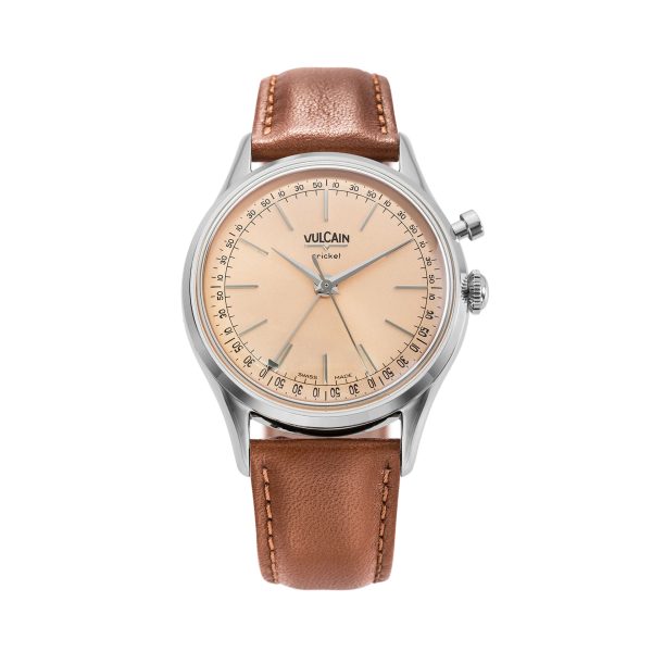 Vulcain Cricket President 36 mm - Pale Salmon - Brown Plain