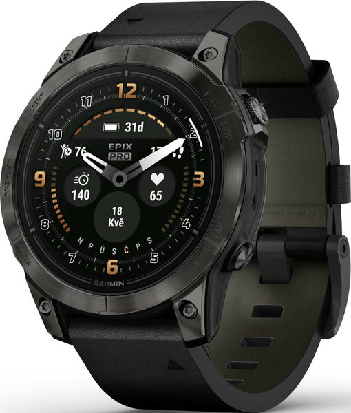 Garmin Epix™ Pro 47mm (Gen 2) Sapphire Edition Carbon Gray DLC Titanium / Black Leather Band - 010-02803-30 + 5 let záruka, pojištění a dárek ZDARMA