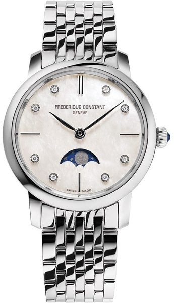 Levně Frederique Constant Slimline Ladies Moonphase Quartz FC-206MPWD1S6B + 5 let záruka, pojištění a dárek ZDARMA