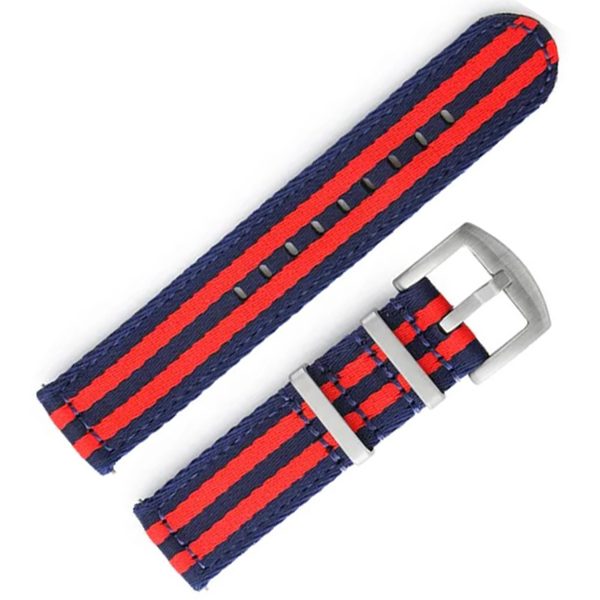 Levně Nylonový řemínek Sports proužky, modro-červený - 22 mm + 5 let záruka, pojištění a dárek ZDARMA