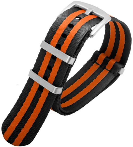 Řemínek NATO Sports proužky, černo-oranžový 20 mm - 20 mm + 5 let záruka, pojištění a dárek ZDARMA