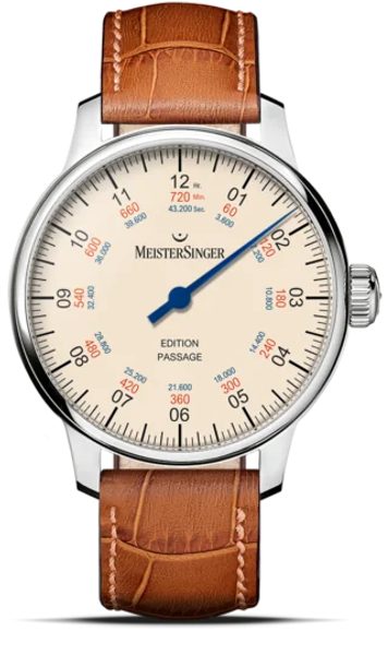 MeisterSinger Edition Passage - Světle hnědý kožený řemínek barvy cognac + 5 let záruka, pojištění a dárek ZDARMA