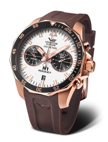 Vostok Europe N-1 Rocket Chrono Line 6S21-225B619S - Černý silikonový řemínek