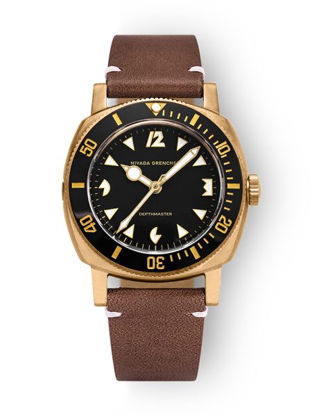 Nivada Grenchen Depthmaster Bronze - Brown Leather White Stitching