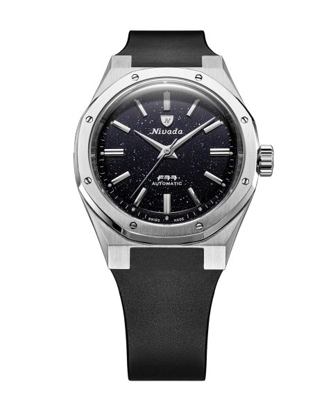 Levně Nivada Grenchen F77 SST Dark Blue Aventurine MK2 - 38 mm - Black Rubber