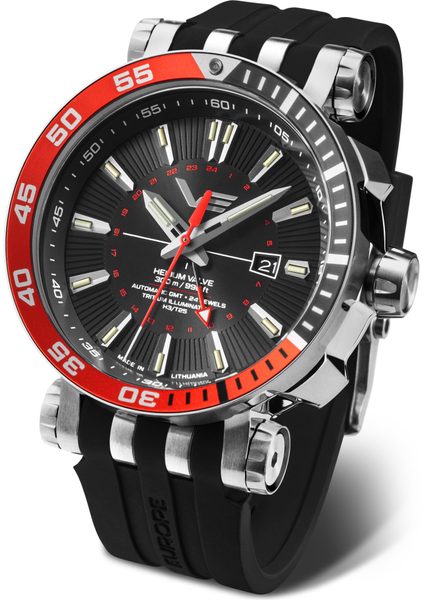 Levně Vostok Europe Energia Rocket Automatic GMT NH34-575A717 - Černý silikonový řemínek + 5 let záruka, pojištění a dárek ZDARMA