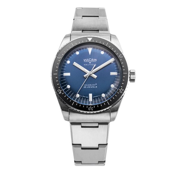 Levně Vulcain Skindiver Nautique Blue with White Lum - Steel Bracelet