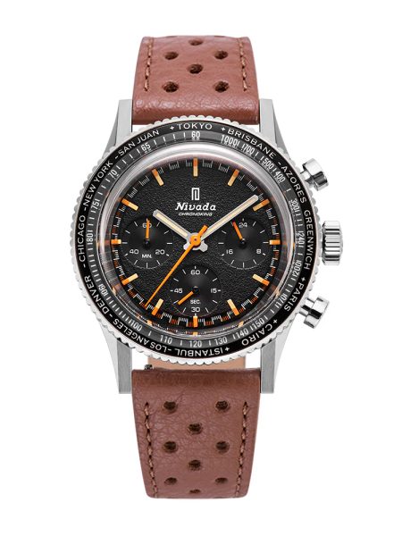 Levně Nivada Grenchen Chronoking Mecaquartz - Inter. Bezel - Brown Racing Strap