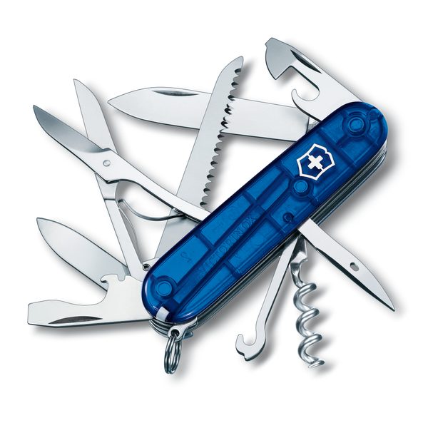 Levně Nůž Victorinox Huntsman modrá transparentní 1.3713.T2B1 + 5 let záruka, pojištění a dárek ZDARMA