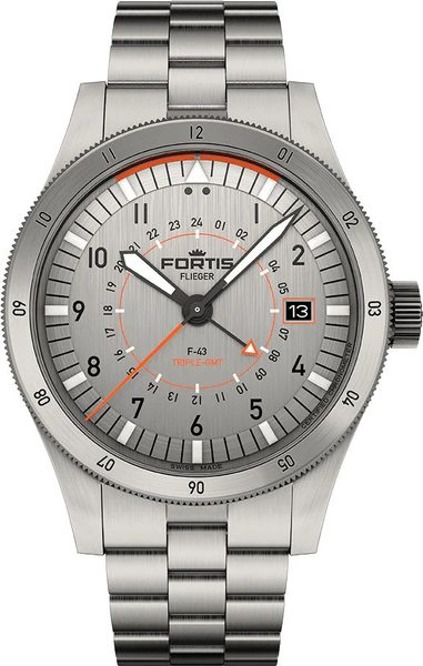 Levně Fortis Flieger F-43 Triple-GMT Titanium Orange COSC F4260002 + 5 let záruka, pojištění a dárek ZDARMA