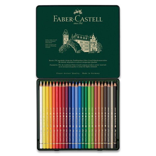 Levně Sada Pastelky Faber-Castell Polychromos v plechové krabičce- 24 barev 0086/1100240 + 5 let záruka, pojištění a dárek ZDARMA