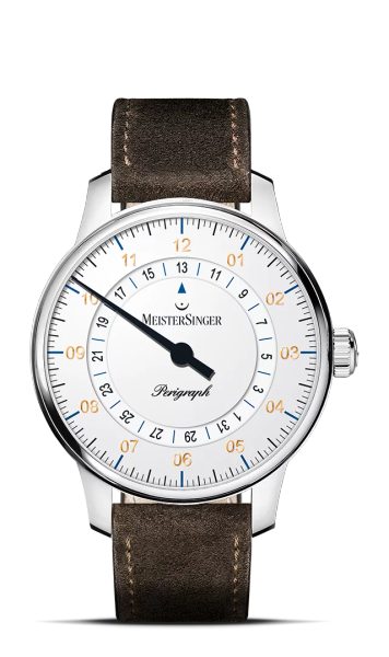 MeisterSinger Perigraph 38mm BM1101G - Semišový řemínek tmavě hnědé barvy