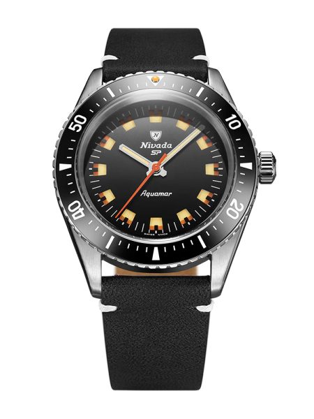 Levně Nivada Grenchen Aquamar Black - Black Leather White stitching