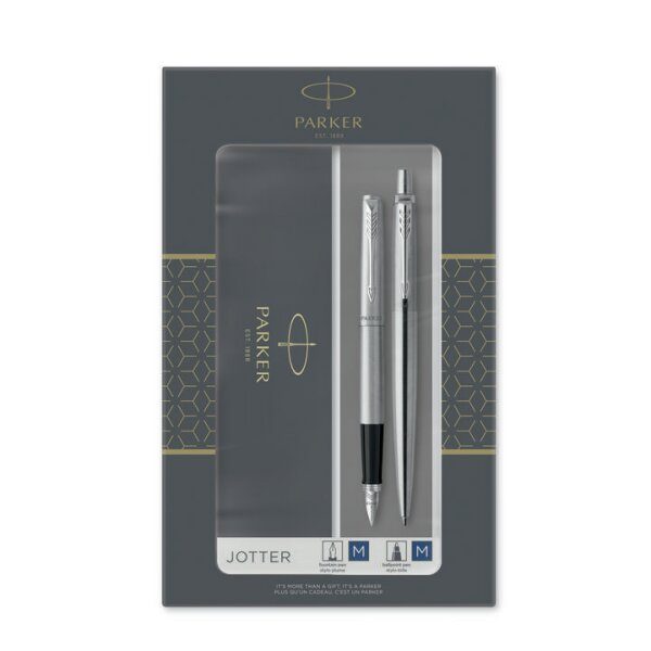 Levně Dárková sada Plnicí pero a Kuličkové pero Parker Jotter Stainless Steel CT 1501/1563258 + 5 let záruka, pojištění a dárek ZDARMA