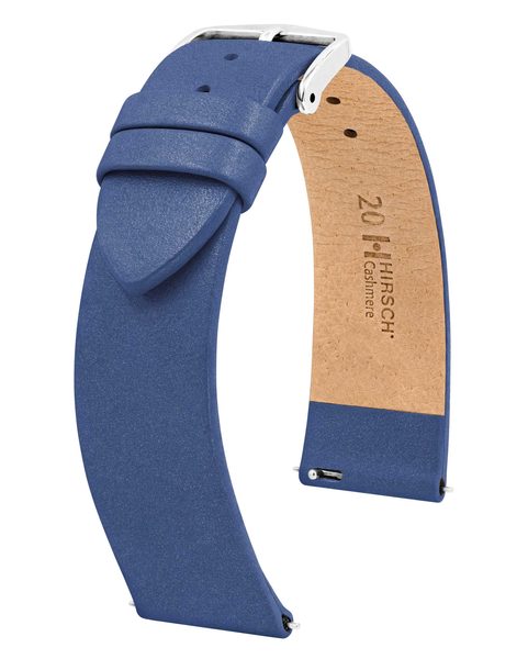 Levně Řemínek Hirsch Cashmere - modrý - 14 mm - M – Střední délka - 12 mm - Stříbrná