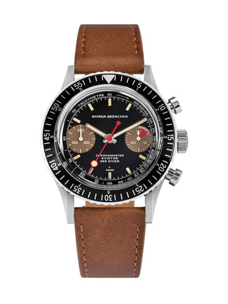 Nivada Grenchen Chronomaster Lollipop Honey Manual - Brown Leather