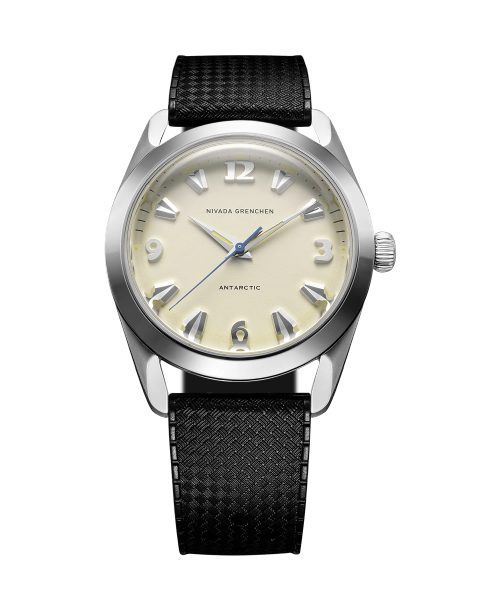 Levně Nivada Grenchen Antarctic 38 mm - Eggshell Beige Luminova - Rubber tropic