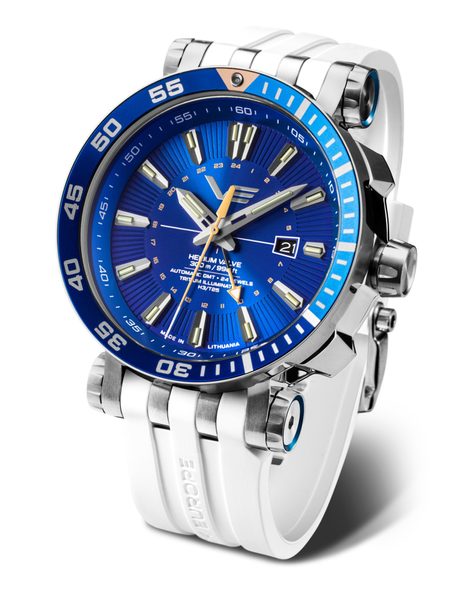 Levně Vostok Europe Energia Rocket Automatic GMT NH34-575A716 - Bílý silikonový řemínek + 5 let záruka, pojištění a dárek ZDARMA