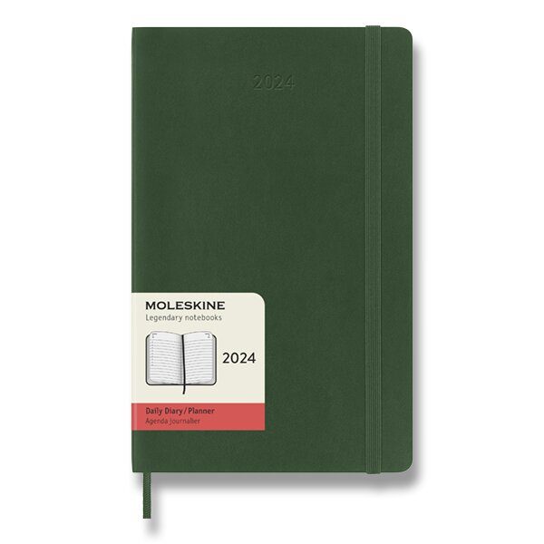 Levně DIÁŘ MOLESKINE 2024 - MĚKKÉ DESKY - L, DENNÍ - 1206/57220 - tm. zelený + 5 let záruka, pojištění a dárek ZDARMA