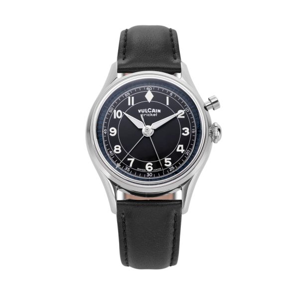 Vulcain Cricket Classique 39 mm - Black/White/Blue - Black Plain