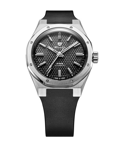 Levně Nivada Grenchen F77 SST Black MK2 - 38 mm - Black Rubber