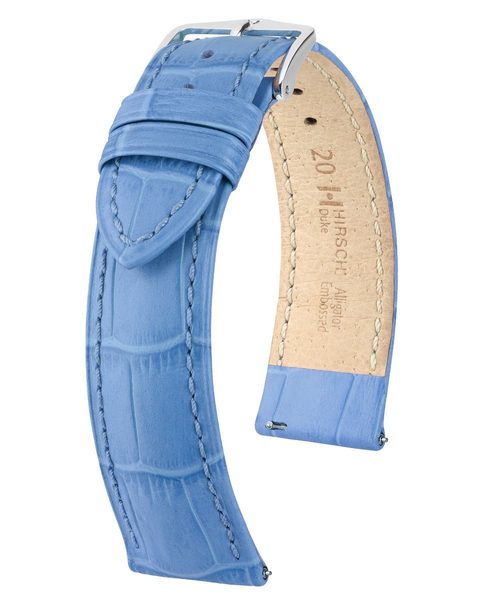 Levně Řemínek Hirsch Duke - světle modrý - 12 mm - M – Střední délka - 10 mm - Stříbrná