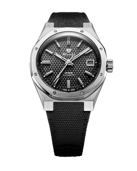 Levně Nivada Grenchen F77 SST Black MK2 Date - 38 mm - Velcro Strap