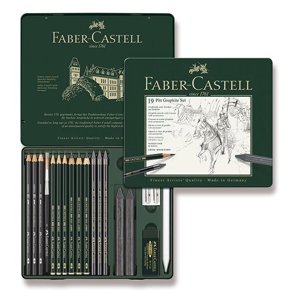 Levně Sada Grafitových tužek Faber-Castell Pitt Graphite v plechové krabičce - 19 ks 0040/1129730 + 5 let záruka, pojištění a dárek ZDARMA