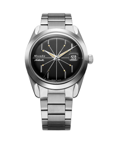Levně Nivada Grenchen Antarctic Spider Black 38 mm - Bracelet Flat Link