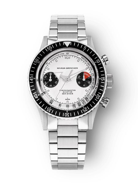 Nivada Grenchen Chronomaster White Panda Manual - Bracelet Flat Link