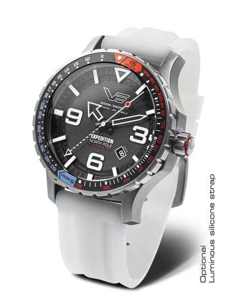 Vostok Europe Expedition North Pole Pulsometer Automatic Line YN55-597A729S - Bílý silikonový řemínek (luminiscenční)