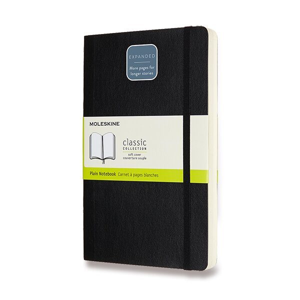 Zápisník Moleskine Expanded VÝBĚR BAREV - měkké desky - L, čistý 1331/112717 - černý + 5 let záruka, pojištění a dárek ZDARMA