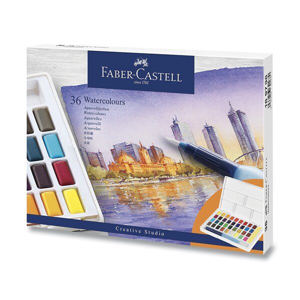Levně Sada Akvarelové barvy Faber-Castell s paletkou - 36 barev 0144/1697360 + 5 let záruka, pojištění a dárek ZDARMA