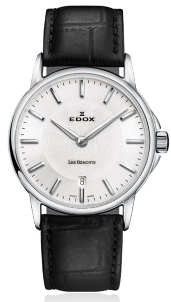 Levně EDOX Les Bémonts Slim Line Date Quartz 57001-3-AIN + 5 let záruka, pojištění a dárek ZDARMA